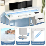 JHK 40In to 47In Gaming Computer Desk with 4 Storage Drawers Wood Office Desks