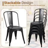 Classic Stackable Metal Dining Chair Set of 4, Indoor-Outdoor Bistro
