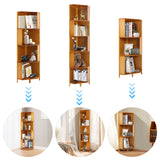 Corner Bamboo Bookcase,3/4/5 Tiers Brown A-Shaped Freestanding Display Bookshelf