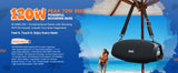 W-KING X10 Bluetooth Speaker, 120W Max Portable Loud Speakers Wireless Bluetooth Boombox, 70W IPX6 Waterproof Outdoor Party Large Big Speaker, Triple Passive Radiator/Subwoofers