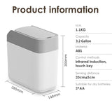 Smart Sensor Trash Can with Slide Lid 3.2 Gallon Automatic Bathroom Kitchen Waste Bin Touchless Motion Smart Trash Bin for Narro