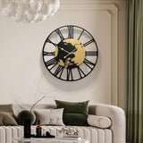 Large Industrial Gear Wall Clock With Wooden Frame For Living Room Office