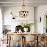 Modern Boho Wood Bead Chandelier Classic Dimmable High Ceilings Chandeliers