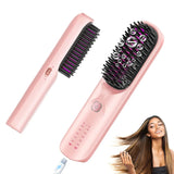 10000mAh Cordless Hair Straightener Comb Brush 5S Fast Heating for Travel - 300M Negative Ions