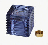 3 Colors Nordic Glass Candle Holder (Orange/Blue/Green), Square Striped 2 In 1