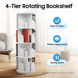 4 Tier Rotating Bookshelf 360° Spinning Display Rack with Wheels