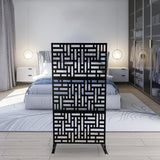Metal Privacy Screen Outdoor Decorative Privacy Screen with Stand Freestanding Privacy Screen
