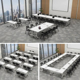 Foldable Mobile Conference Table with Wheels, Flip Top Design