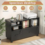Lockable Rolling Filing Cabinet with Adjustable Shelves for Office Storage
