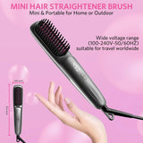 Hair Straightener Brush 2-in-1 Hot Comb with 9 Temp Settings up to 450℉ for Frizz-Free Smooth Hair at Home