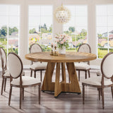 Tribesigns Round Dining Table for 4, 47 Inch Farmhouse Kitchen Table Small Dinner Table