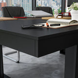 7.2FT Rectangular Conference Table Black Metal Frame Large Meeting Desk Office