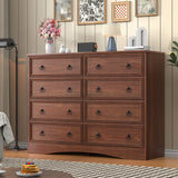 8 Drawer Dresser for Bedroom, Large Dressers Mid Century Modern Cherry