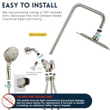 Dual Shower Head Combo 8'' High Pressure Rain/Rainfall Shower Head 6 Settings Adjustable Handhel