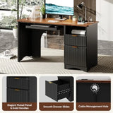55 inch Computer Desk with Keyboard Tray and Power Outlet Modern Home Office Desk