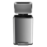 Kitchen Trash Can, Stainless Steel 50 Liter / 13 Gallon Garbage Can, Rectangular Steel