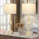 22" Modern Double Gourd Ceramic Table Lamps Set of 2, Bedside Lamps