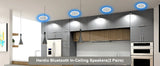 Herdio 5.25” Flush Mount Bluetooth Ceiling Speaker System Max Power 600 Watts Perfect For Humid