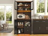 71‘’Kitchen Pantry Storage Cabinet with LED Lights and Power Outlet