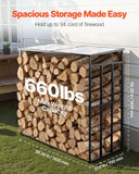 Firewood Storage Rack with Sloped Roof 4 Ft Outdoor Log Holder 1/4 Cord Capacity