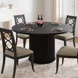 47" Round Dining Table for 4-6 Industrial Kitchen Table with Sturdy Waveform Metal