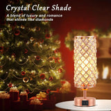Crystal Table Lamp 3-Way Dimmable Touch Control Rose Gold Bedside Lamp