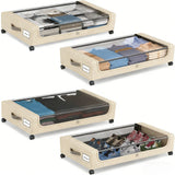 4-Pack Large Under Bed Storage Containers with Smooth-Rolling 4-Wheel