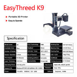 EasyThreed Small 3D Printer K9 10*10cm Supper Mini Desktop No Heated Bed One-Key Printing with TF Card