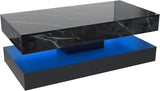 Modern Stylish Coffee Table w/ LED lights, Double-Layer Design for Living Room