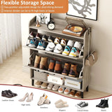30" Freestanding Shoe Rack w/ Customized, Two Flip Drawers For Entryway