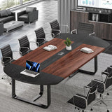 8FT Modern Walnut Black Curved Conference Table