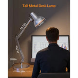 Metal Desk Lamp, Adjustable Goose Neck Architect Table Lamp with On/Off