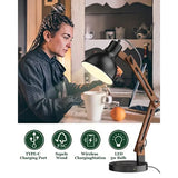 Modern LED Desk Lamp w/ Upgraded Wireless Charger USB C Charging Port