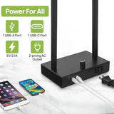 Industrial Table Lamps Set of 2 Black Bedside Lamp with USB A+C Ports