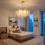 Modern Gold Tree Branch Chandelier, 60cm Adjustable K9 Crystal Raindrop