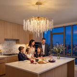 Modern Gold Tree Branch Chandelier, 60cm Adjustable K9 Crystal Raindrop