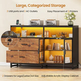 59" File Cabinet, 2 Drawers Filing Cabinets for Home Office fit Legal/Letter