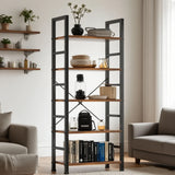 Book Shelf, 5 Tier/6 Tier/ Bookcase, Modern Tall Bookshelf Corner Storage Organizer for Garage Kit, CDs, Movies