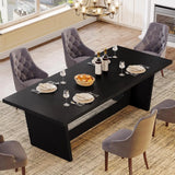 Dining Room Table: Rectangular Farmhouse Kitchen Table with Solid Pedestal