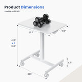 JHK Mobile Small Standing Desk Portable Computer Desk Laptop Height Adjustable Table Sitting Workstation Lockable Wheels