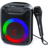 FanFun Wireless Outdoor Speaker, Portable Speaker with Microphone, Colorful DJ Light, Dual Microphone Jacks, TF Card Compatible