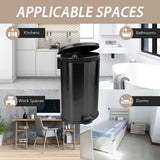 KOOMADE 10.5 Gallon Oval Trash Can Black Stainless Steel Plastic Round Step Bathroom
