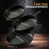 3-Piece Cast Iron Skillet Set – Pre-Seasoned Chefs Pans for Oven, Stove, Grill