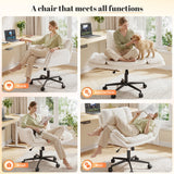 Criss Cross Chair with Wheels, Ergonomic Office Chair with Flip Armrests, Pet-Friendly Vanity Chair