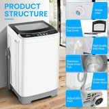 Portable Washing Machine for Apartment, Dorm, Home, RV - Glass Top Lid, 17.8Lbs, 2.4 Cu.ft,