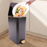 Elegant Black Gold 12L Step Trash Can with Secure Lid and Touch-Free Foot Pedal