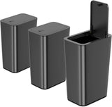 3 Pack 10 L/2.6 Gal Bathroom Trash Can with Lid, Small Kitchen Trash Bin with Press