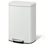 Stainless Steel Trash Can With Lid 13 Gallon Foot Pedal Soft Close Recycling Bin
