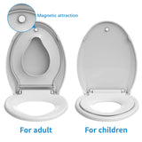 Elongated Toilet Seat with Built in Potty Training Seat Magnetic Kids Seat and Cover, Slow Close Fits