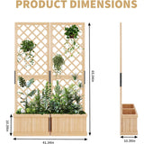 41"x10"x65" Freestanding Privacy Fence with Planter Box & Trellis 2-Panel Outdoor Garden Divider Privacy Screen